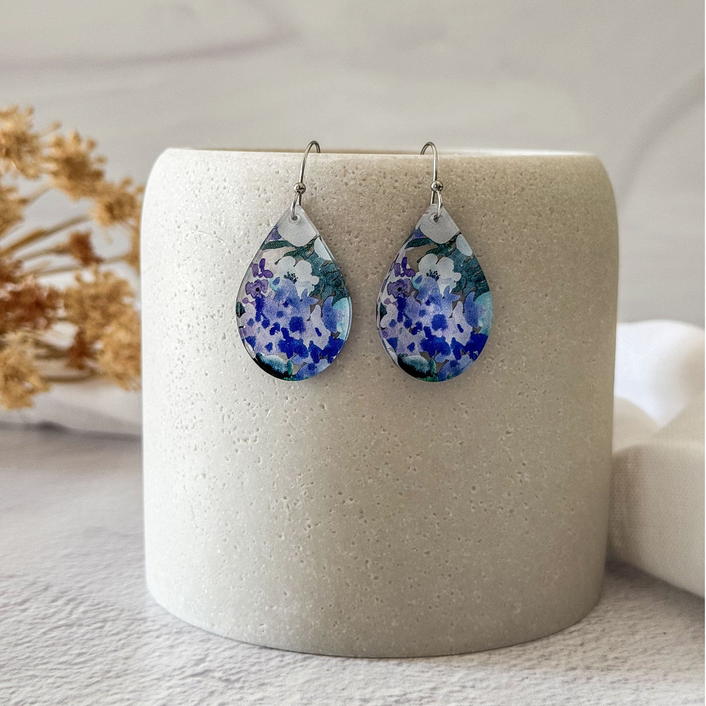 Floral Teardrop Dangle Earrings | Lightweight Everyday Artisan Jewelry