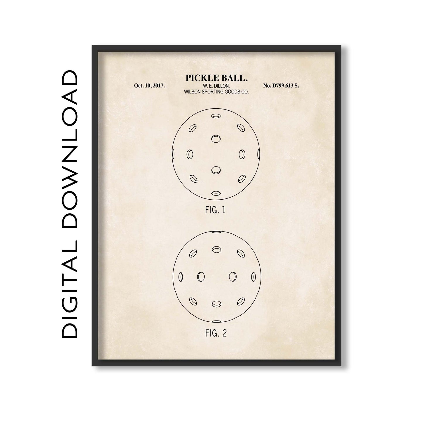 Pickleball Patent Wall Art Print - PRINTABLE DIGITAL DOWNLOAD