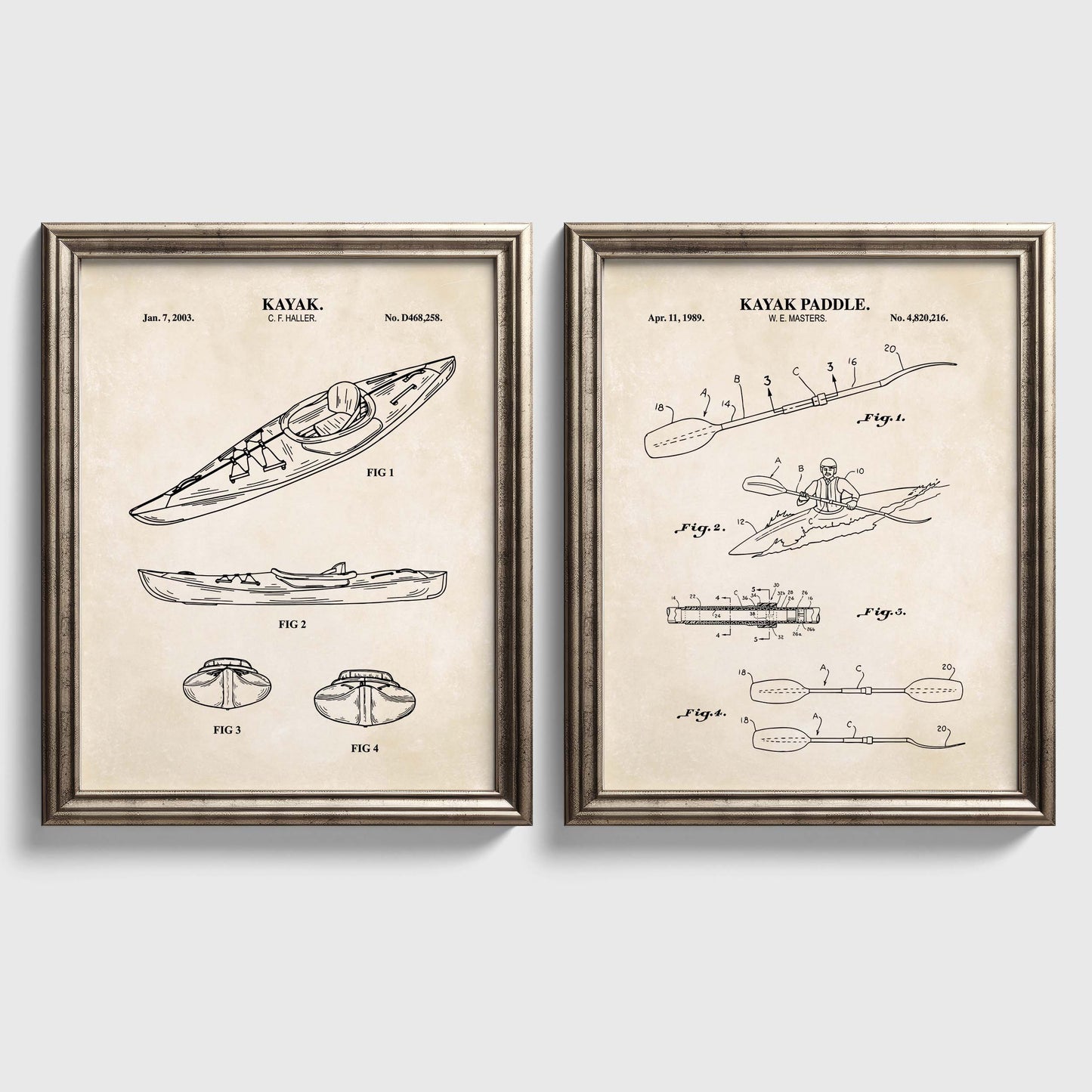 Kayak Patent Print Wall Art - Set of 2 Physical Prints