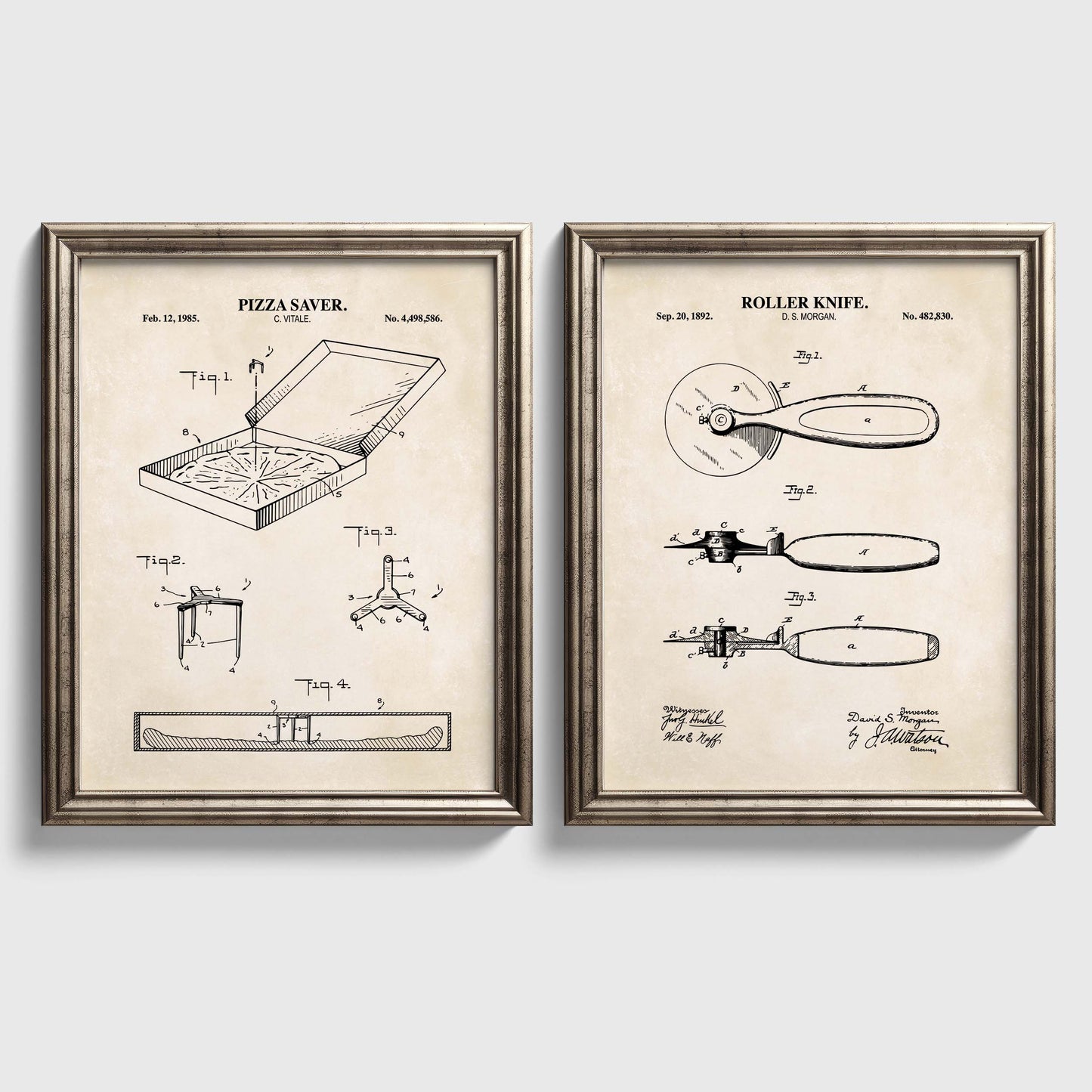Pizza Patent Wall Art - Set of 2 Physical Prints
