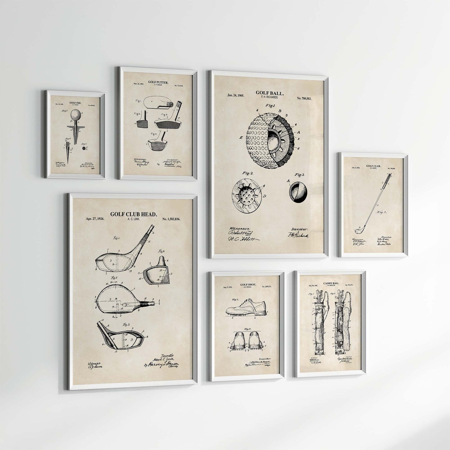 Golf Patent Print Wall Art - Set of 7 - PRINTABLE DIGITAL DOWNLOAD