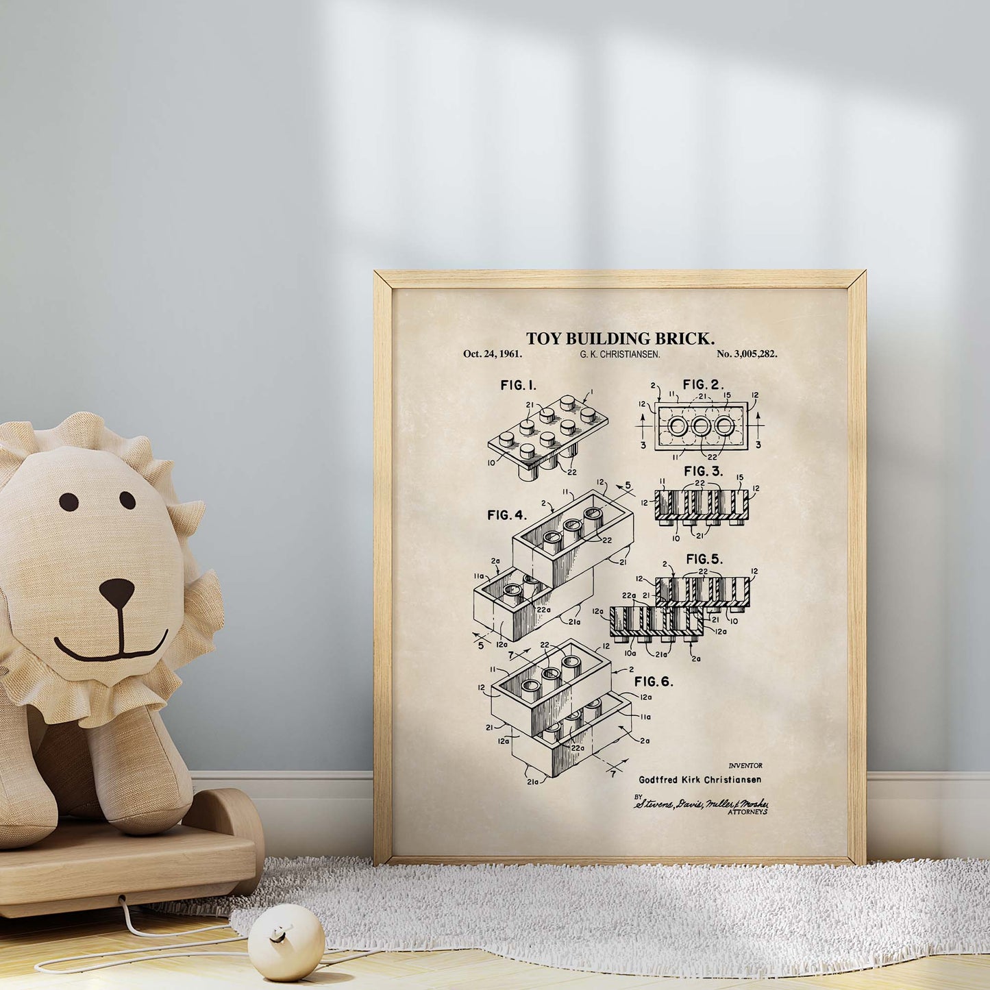 Toy Brick Patent Wall Art - PRINTABLE DIGITAL DOWNLOAD