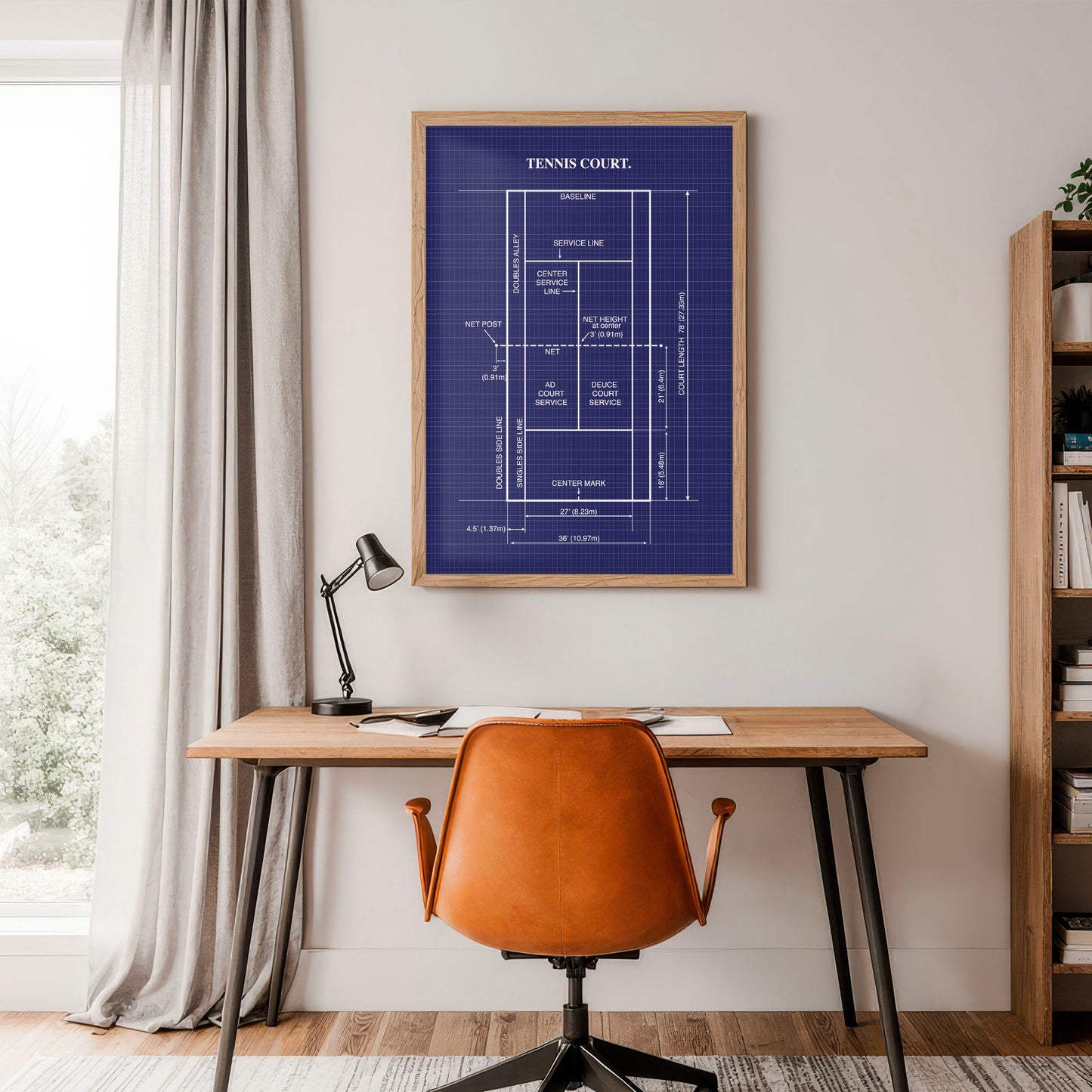 Tennis Court Wall Art - Ready to Frame Minimalist Sports Decor