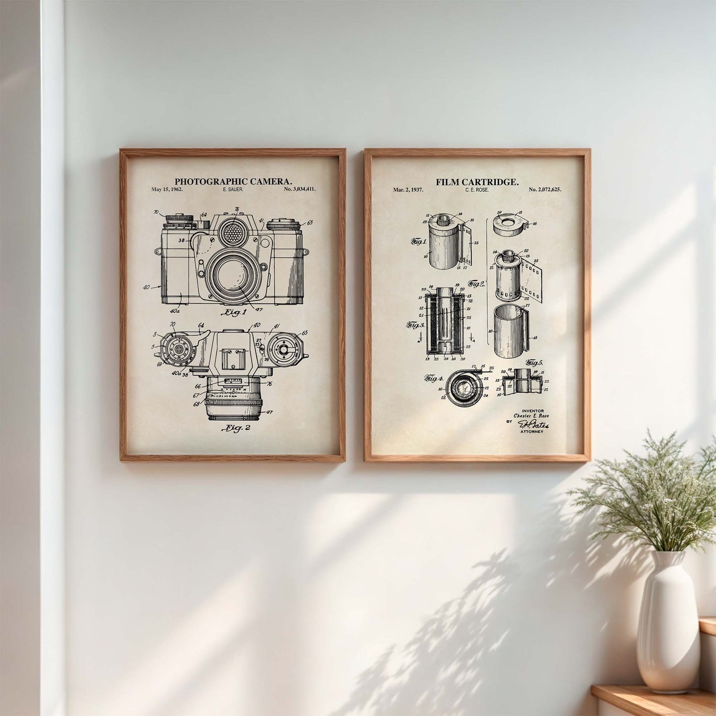 vintage camera and film wall art set