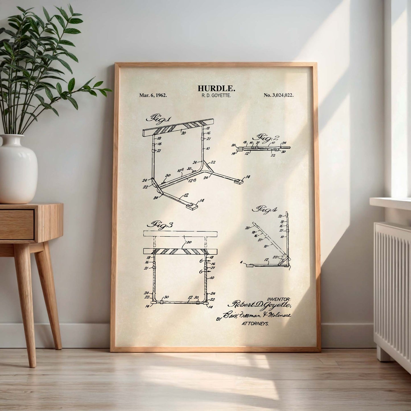 Hurdle Track and Field Patent Print Poster - PRINTABLE DIGITAL DOWNLOAD