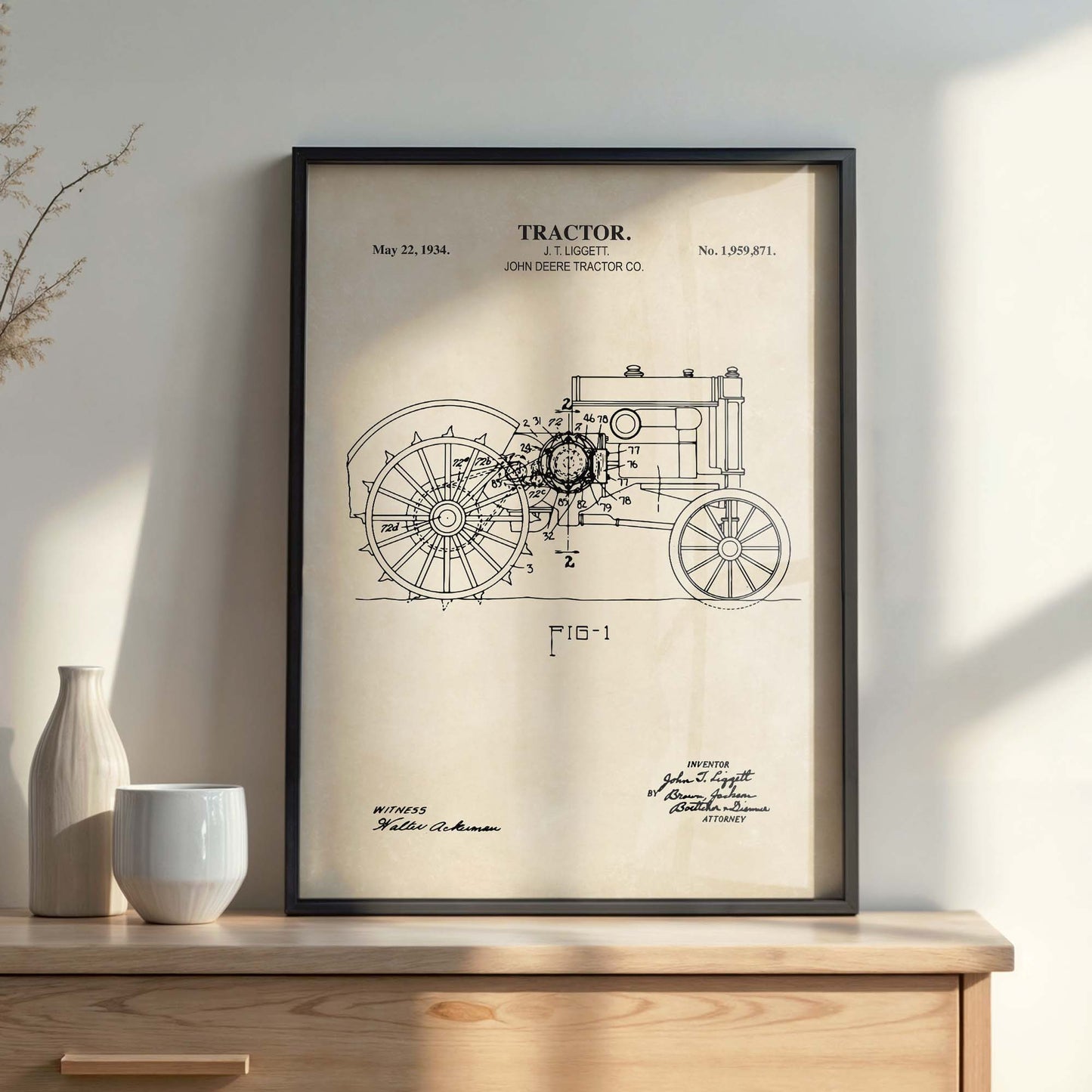 Tractor Wall Art - 1934 Tractor Patent Art- PRINTABLE DIGITAL DOWNLOAD
