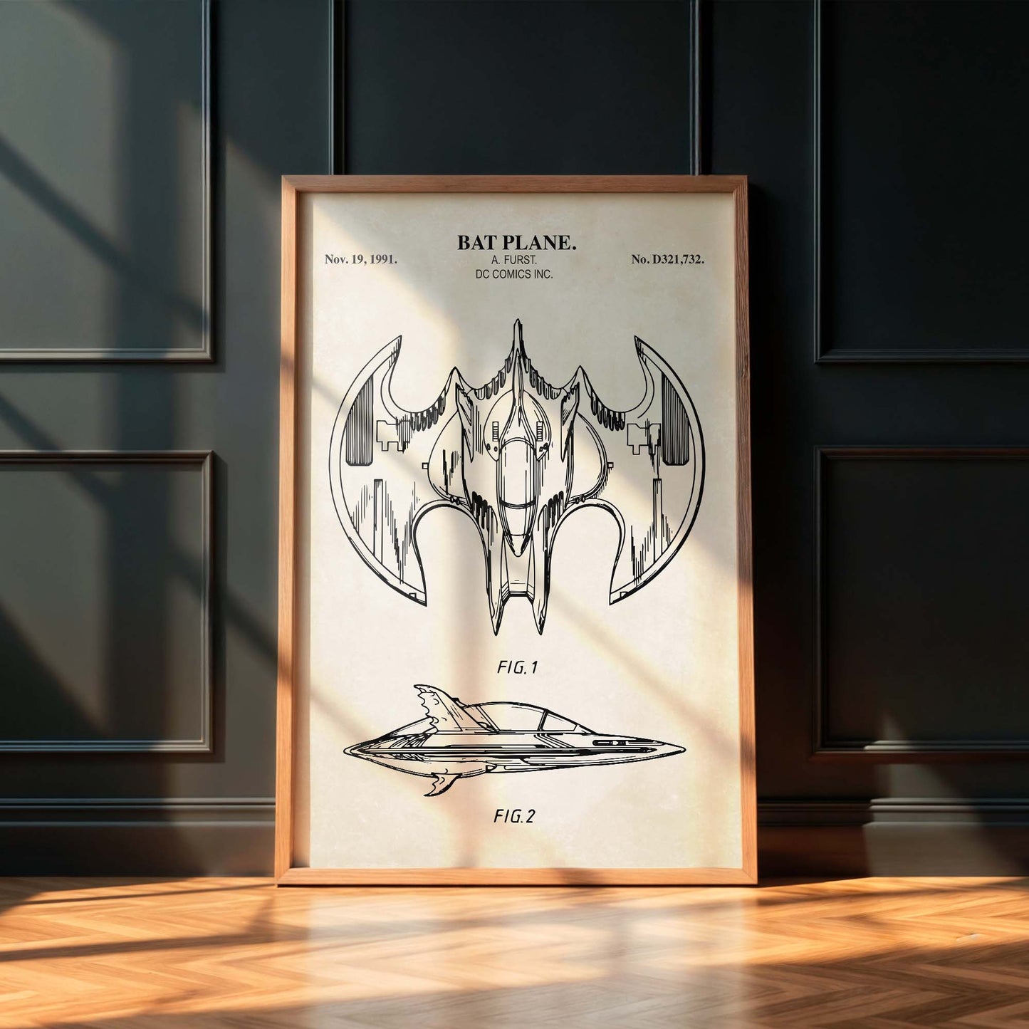 Bat Superhero Patent Wall Art - Plane - PRINTABLE DIGITAL DOWNLOAD