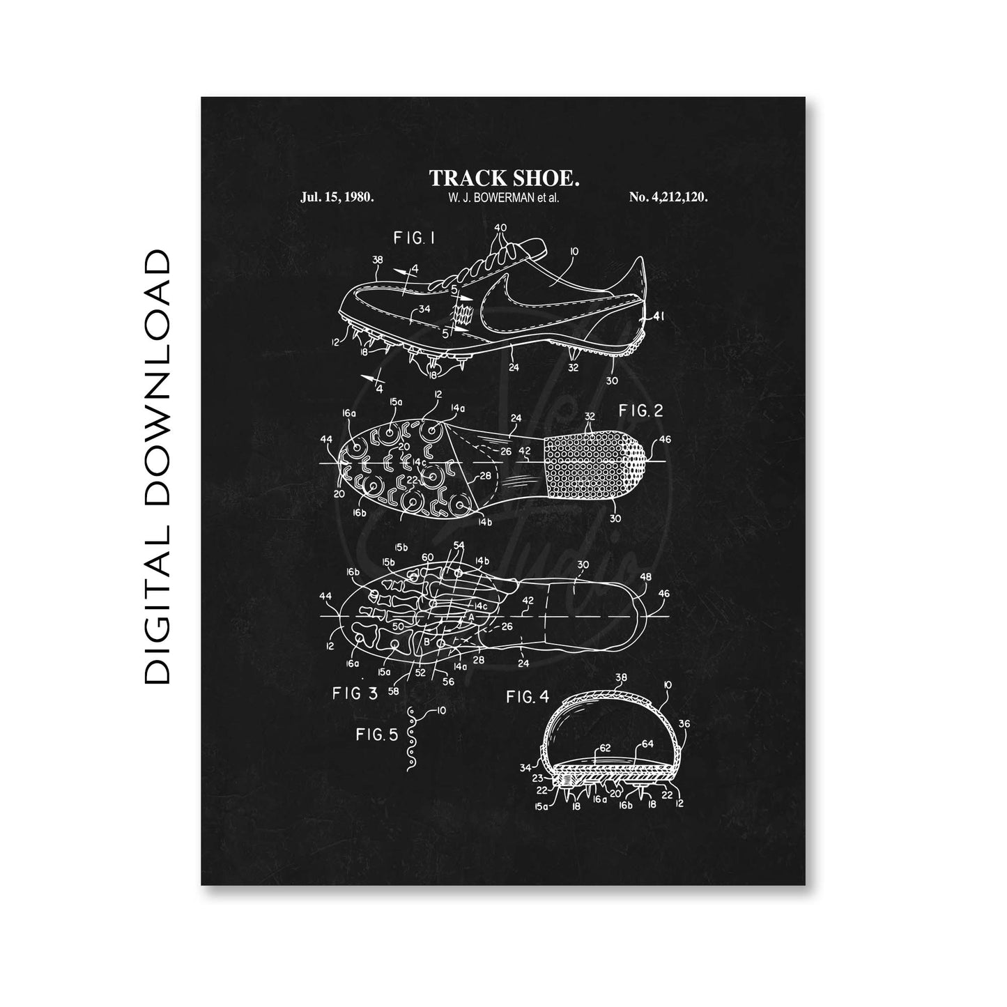 Track Spikes Patent Wall Art Print - PRINTABLE DIGITAL DOWNLOAD