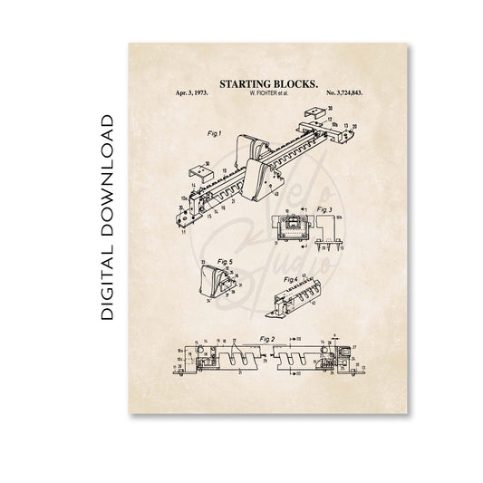 Starting Blocks Track and Field Patent Print Poster - PRINTABLE DIGITAL DOWNLOAD
