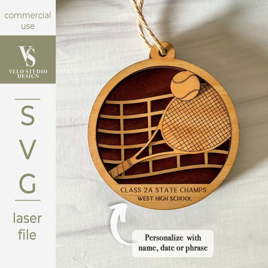 Tennis Ornament SVG | Personalized Laser Cut File