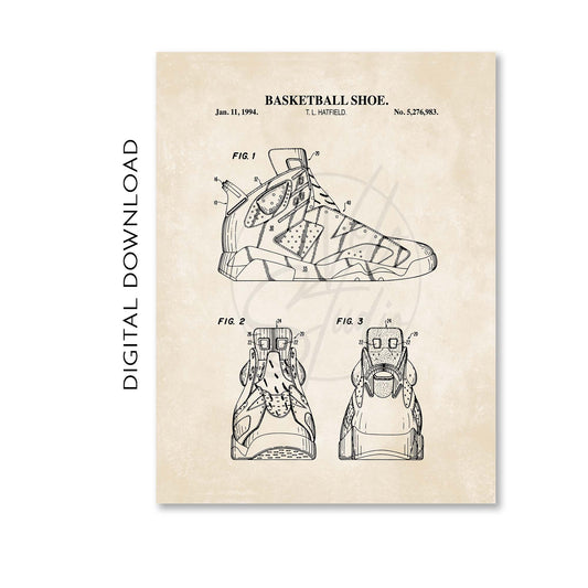 Basketball Shoe Patent Wall Art Print - PRINTABLE DIGITAL DOWNLOAD