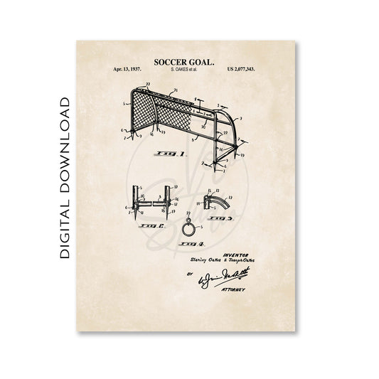 Soccer Goal Patent Wall Art - DIGITAL DOWNLOAD