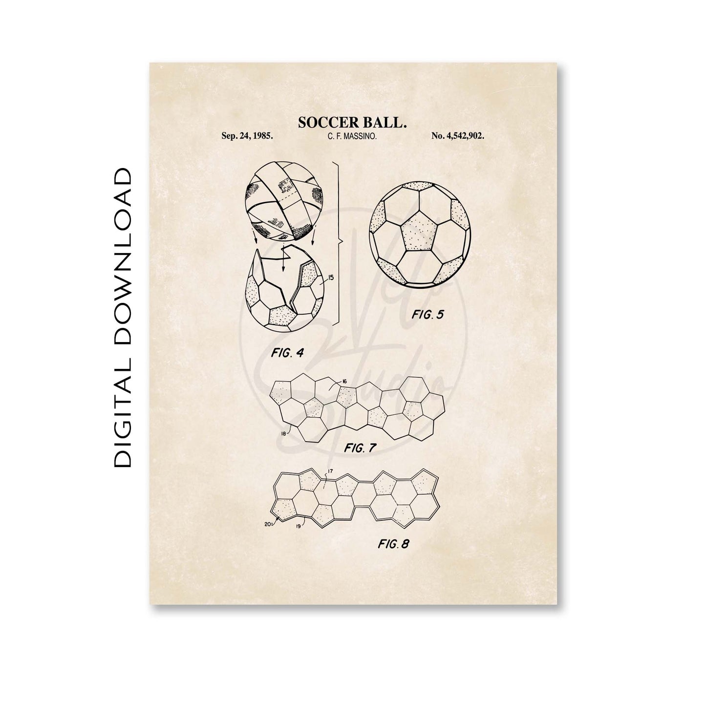 Soccer Ball Patent Art Print - PRINTABLE DIGITAL DOWNLOAD