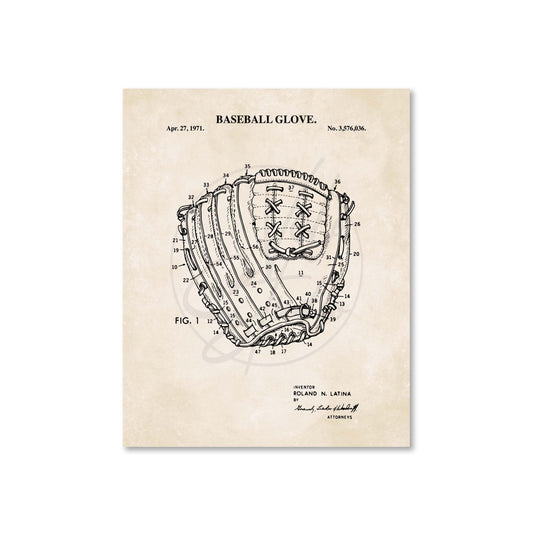 Baseball Glove Patent Wall Art - Ready to Frame Print
