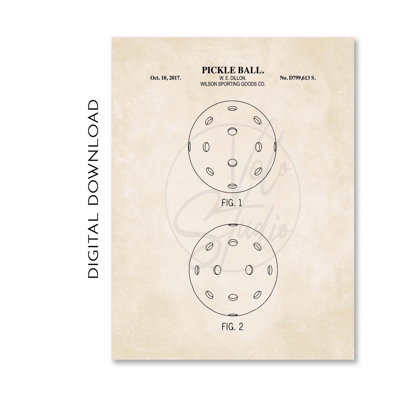 Pickleball Patent Wall Art Print - PRINTABLE DIGITAL DOWNLOAD