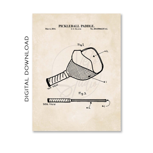 Pickleball Paddle Patent Wall Art Print - PRINTABLE DIGITAL DOWNLOAD