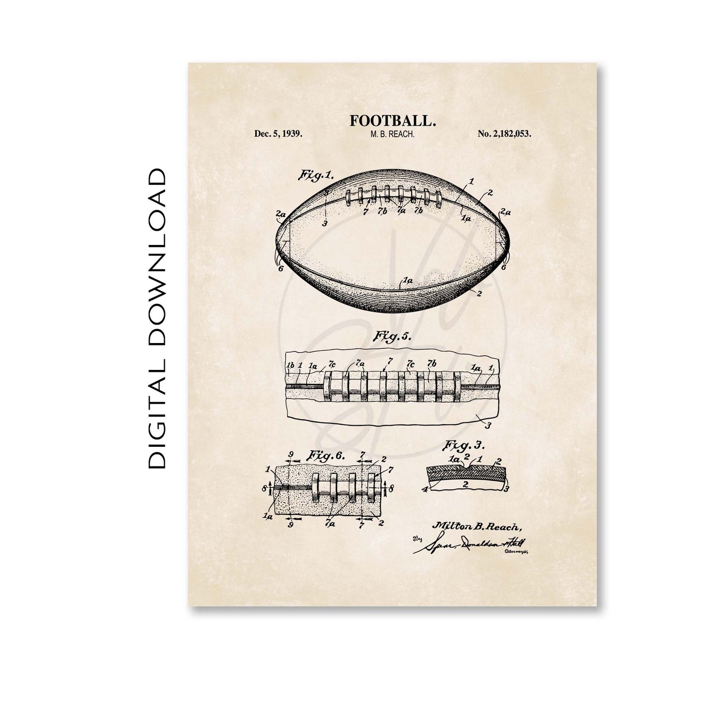 Football Patent Wall Art - PRINTABLE DIGITAL DOWNLOAD