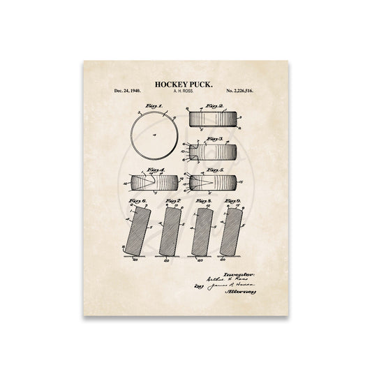 Hockey Puck Patent Wall Art - Ready to Frame Print