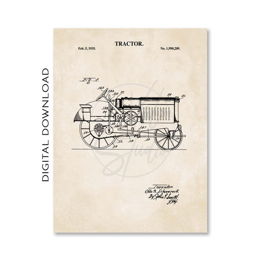 Antique Tractor Wall Art - 1935 Tractor Patent Print - DIGITAL DOWNLOAD