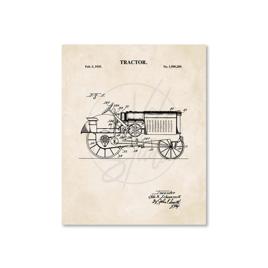 Tractor Wall Art - 1935 Tractor Patent Art - Ready to Frame Print
