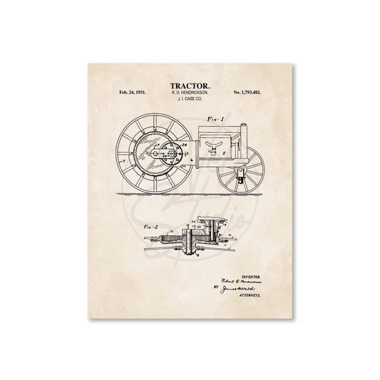 Tractor Wall Art - 1931 Tractor Patent Art - Ready to Frame Print