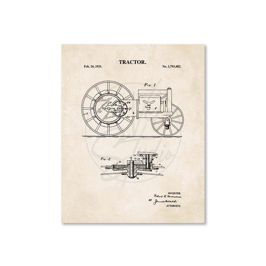 Tractor Wall Art - 1931 Tractor Patent Art - Ready to Frame Print