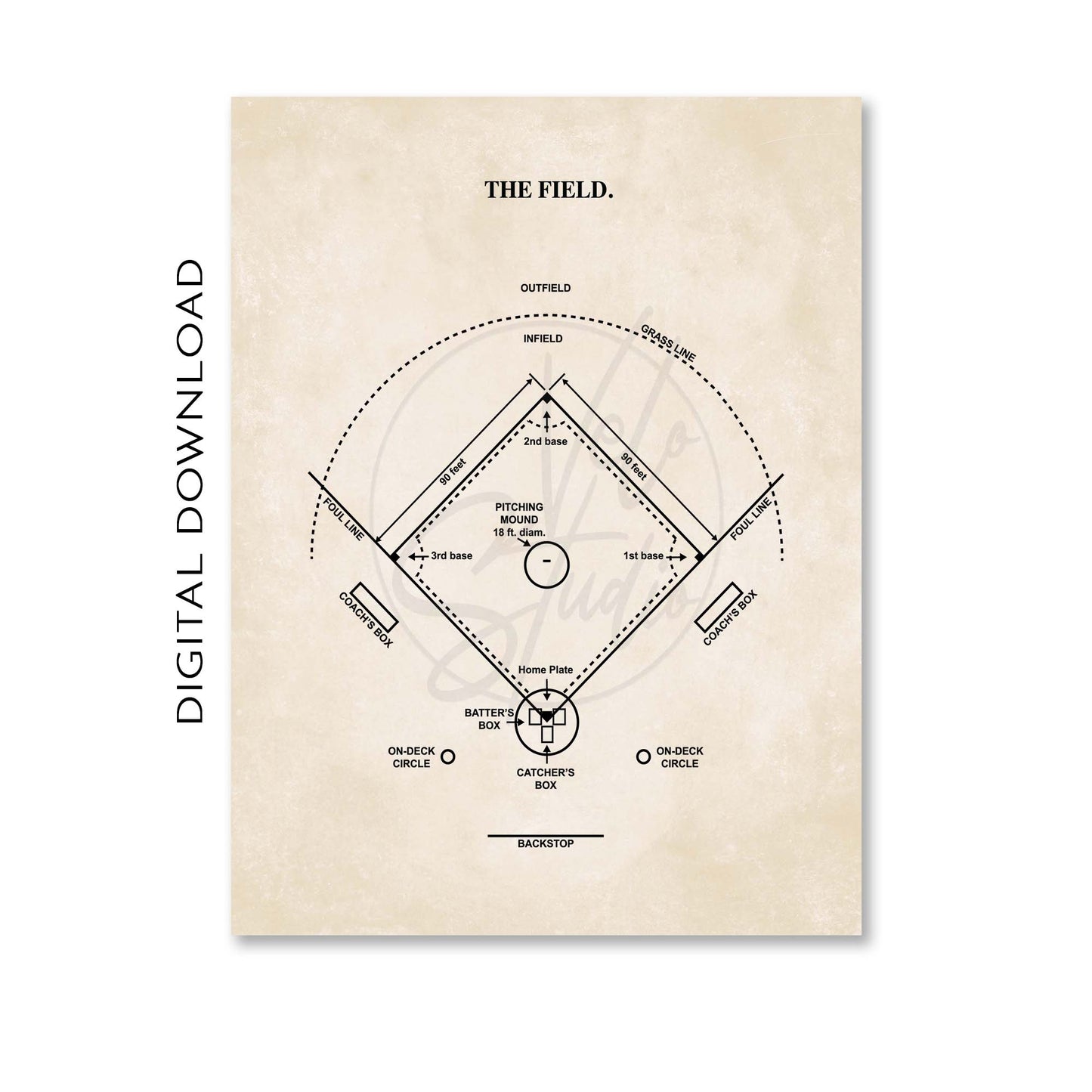 Baseball Field Wall Art - PRINTABLE DIGITAL DOWNLOAD