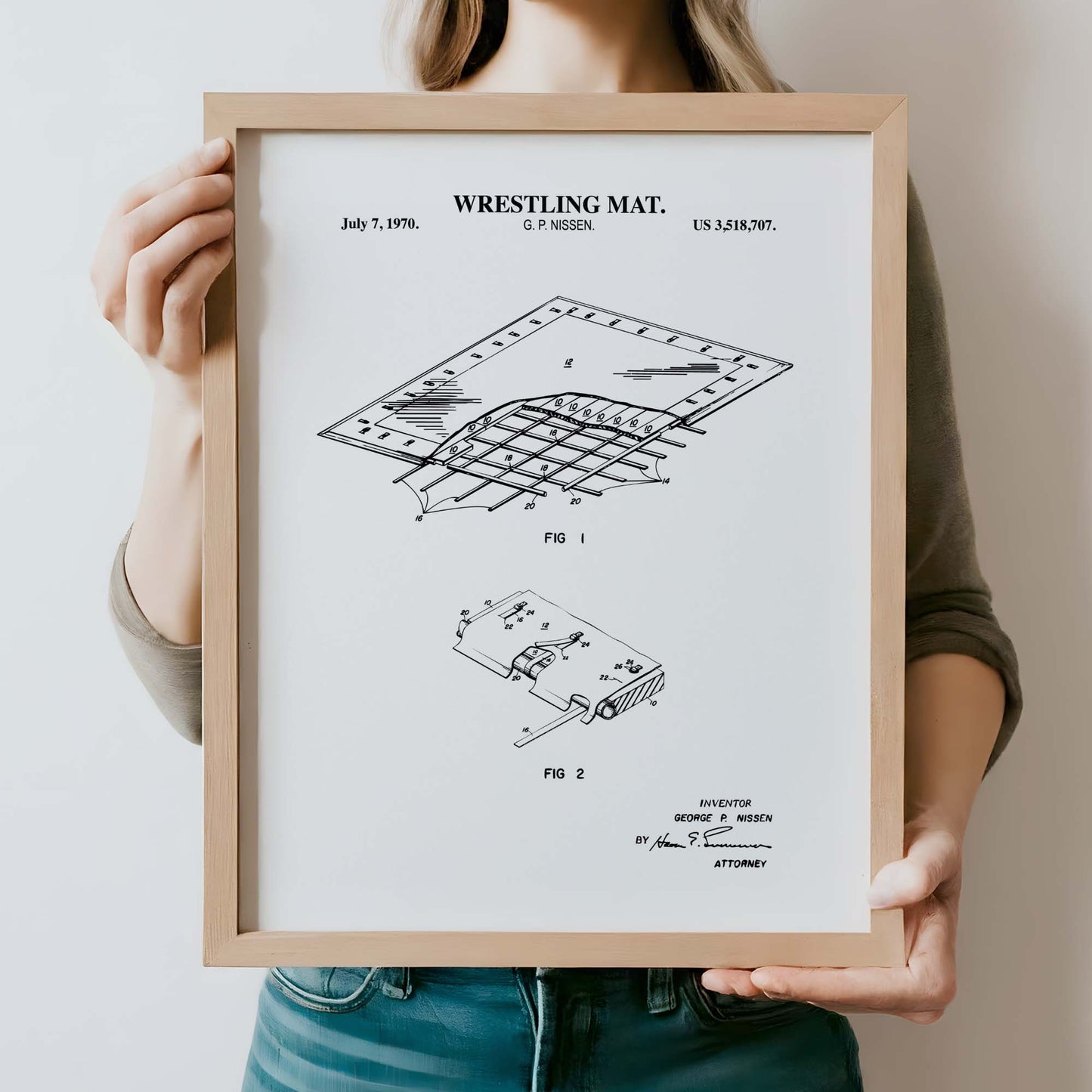 Wrestling Mat Patent Wall Art - PRINTABLE DIGITAL DOWNLOAD