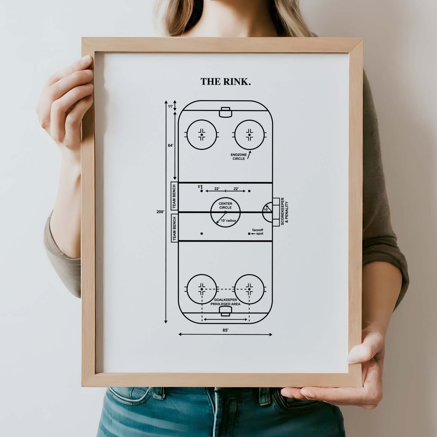 Hockey Rink Diagram Wall Art - PRINTABLE DIGITAL DOWNLOAD