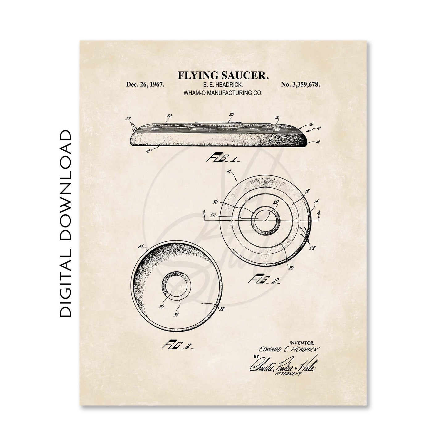 Disc Golf Patent Wall Art Set - PRINTABLE DIGITAL DOWNLOAD