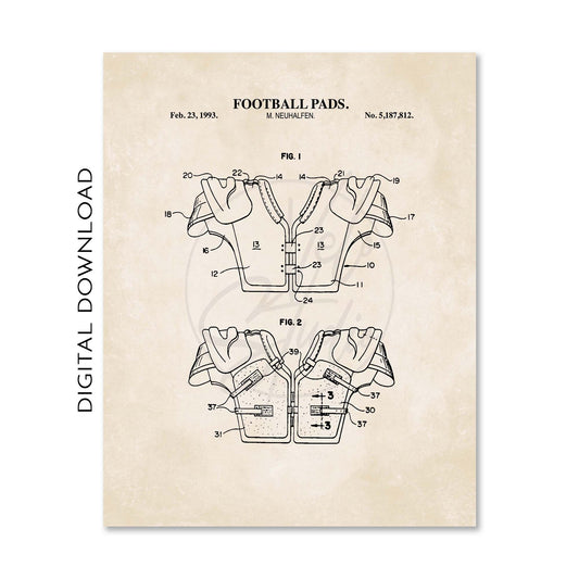 Football Patent Wall Art - Set of 3 - Printable Digital Download
