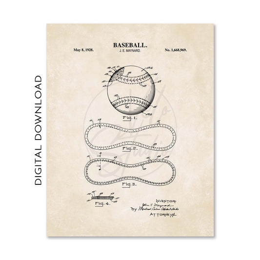 Basketball, Baseball, and Football Patent Prints Wall Art - Set of 3 - PRINTABLE DIGITAL DOWNLOAD