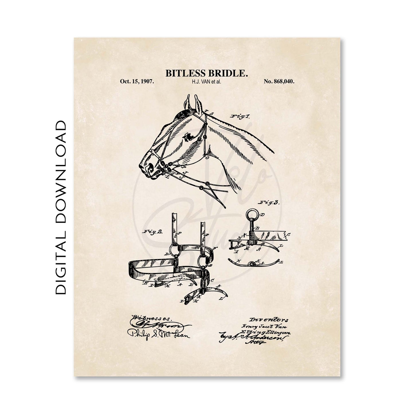 Equestrian Patent Wall Art Set - Horse Wall Art - PRINTABLE DIGITAL DOWNLOAD