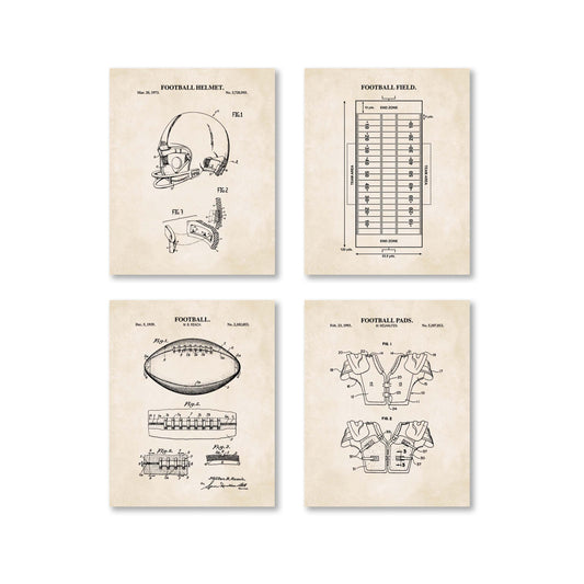 Football Patent Wall Art - Set of 4 Ready to Frame Prints