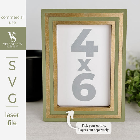 Striped Photo Frame Laser Cut File | 4x6 Photo Frame Laser SVG