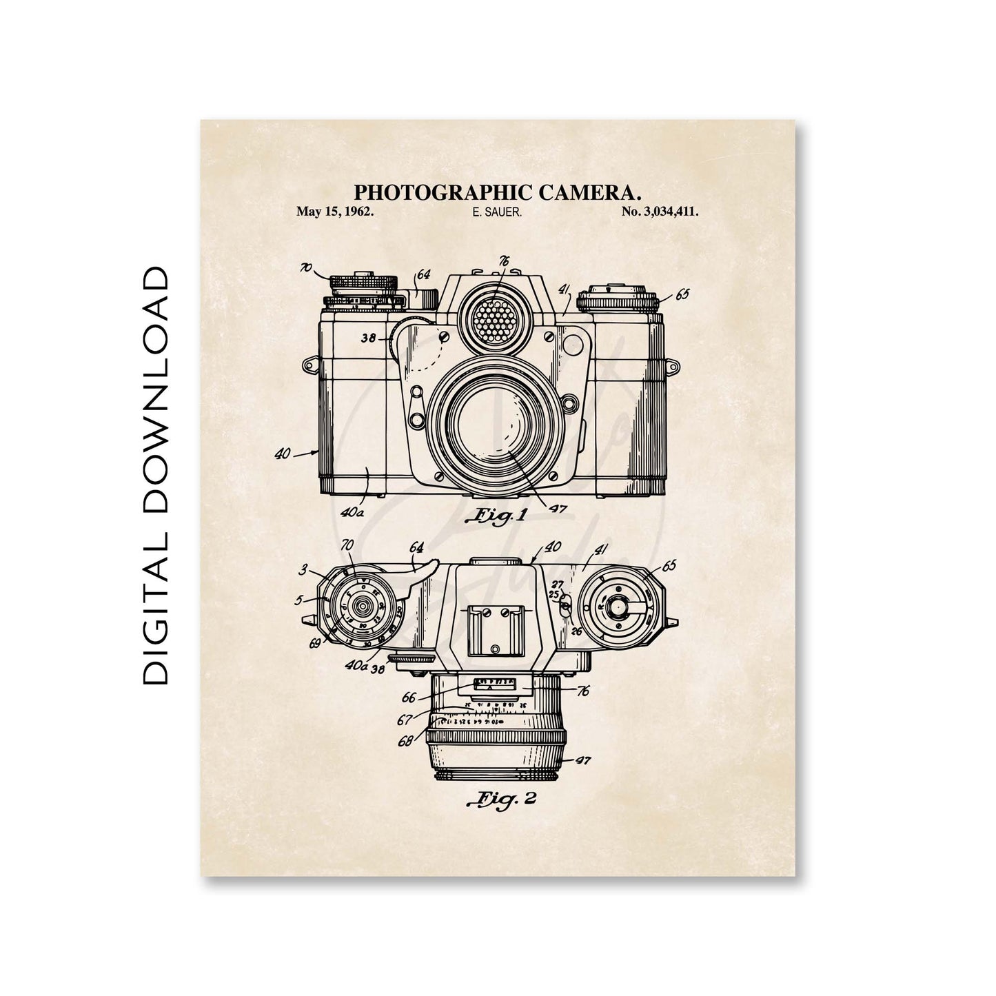 Digital Vintage Film Camera & Film Canister Patent Art Print Set – Photography Wall Decor (Printable Files)
