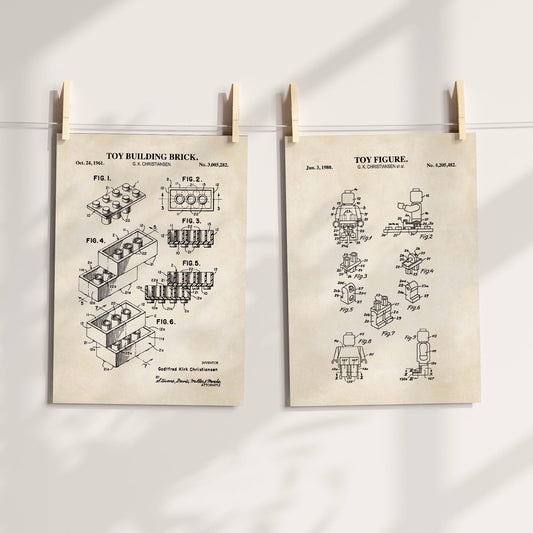 Toy Brick Patent Wall Art Set - Ready to Frame Prints