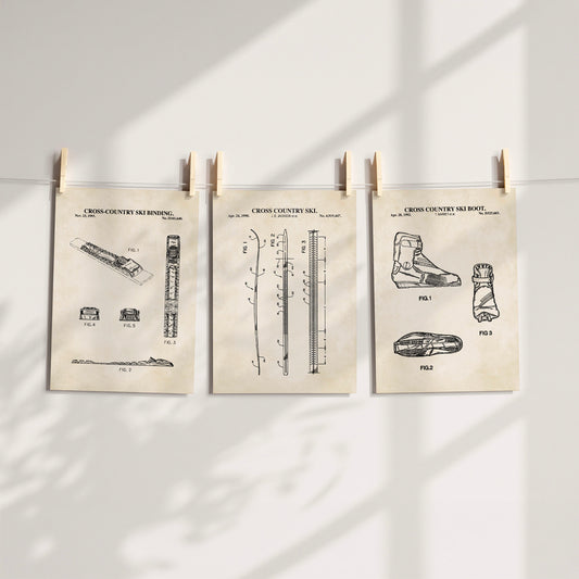 Cross Country Ski Wall Art Set | Nordic Ski Decor | Ready to Frame Prints