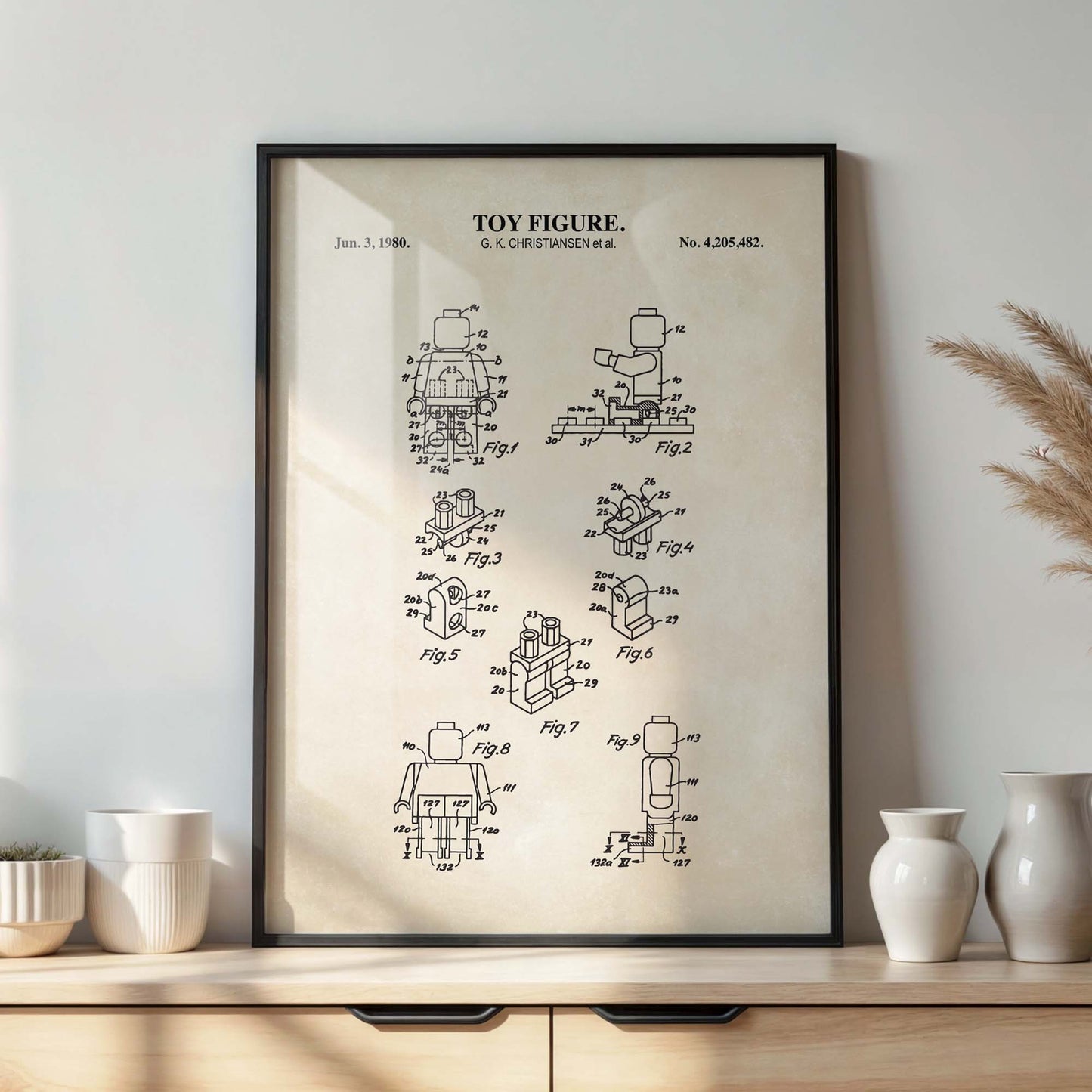 Mini Toy Figure Patent Wall Art - Nostalgic Toy Brick Poster - PRINTABLE DIGITAL DOWNLOAD