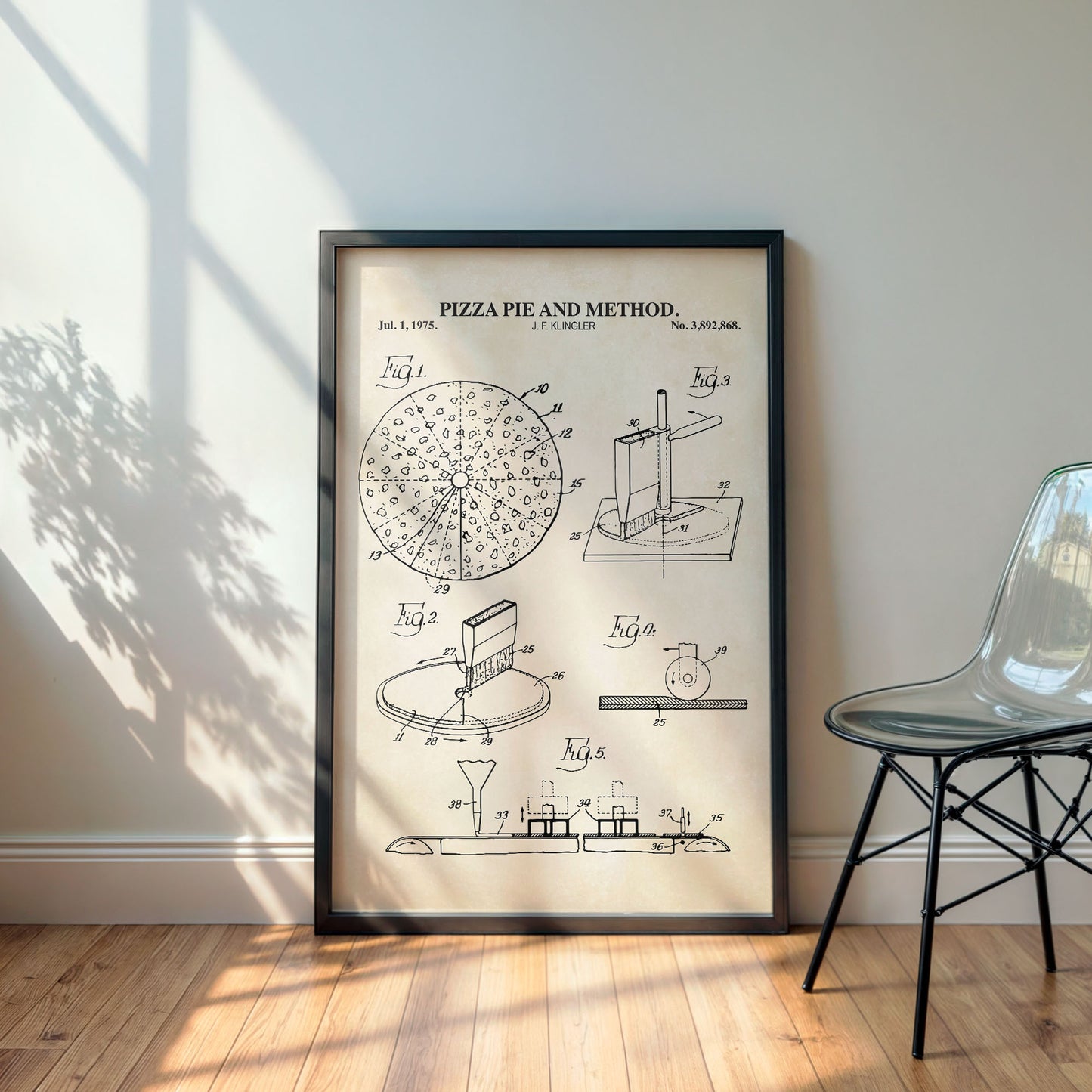Pizza Patent Wall Art - PRINTABLE DIGITAL DOWNLOAD