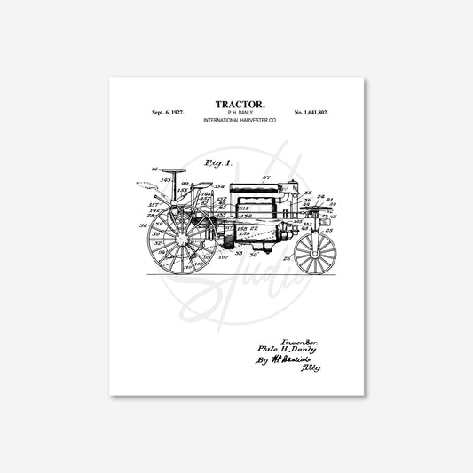 Vintage 1927 Tractor Patent Wall Art | Ready to Frame Print