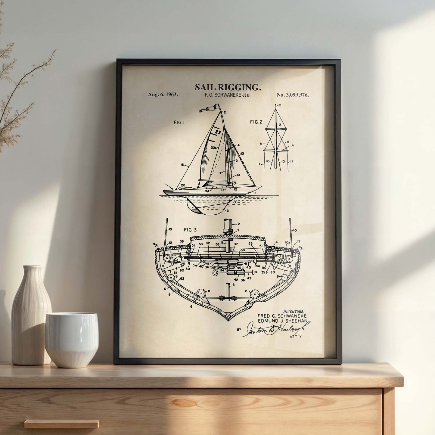 Sail Rigging Patent Wall Art - Nautical Coastal Print - PRINTABLE DIGITAL DOWNLOAD