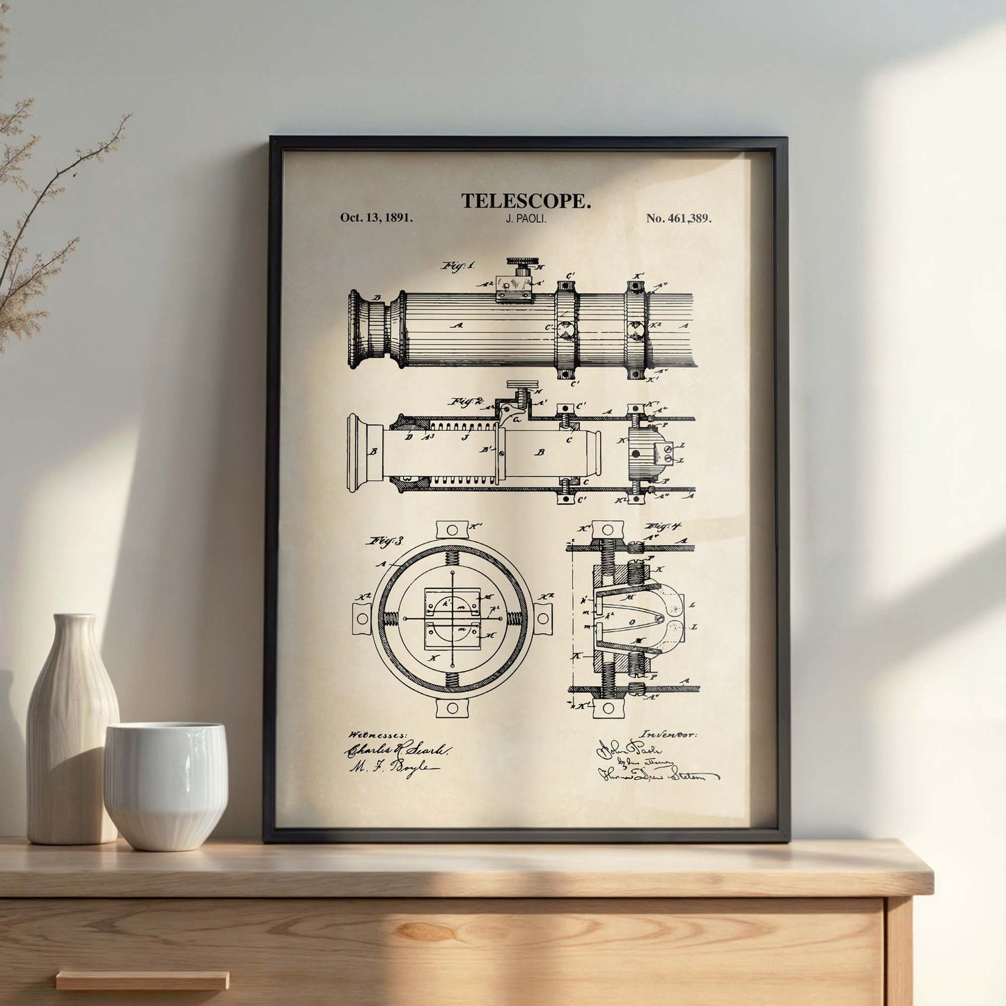 Telescope Patent Wall Art - Vintage Nautical Coastal Print - PRINTABLE DIGITAL DOWNLOAD