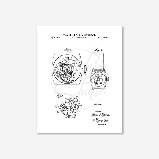 Watch Movement Patent Wall Art | Ready to Frame Print