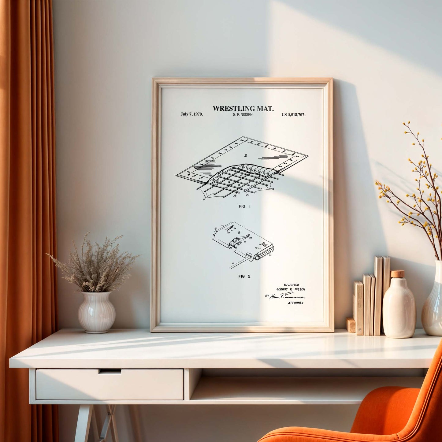 Wrestling Mat Patent Wall Art - PRINTABLE DIGITAL DOWNLOAD