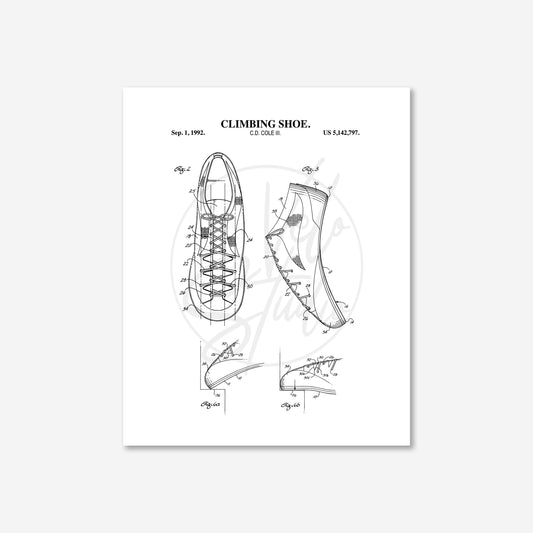 Climbing Shoe Patent Wall Art - Ready to Frame Print