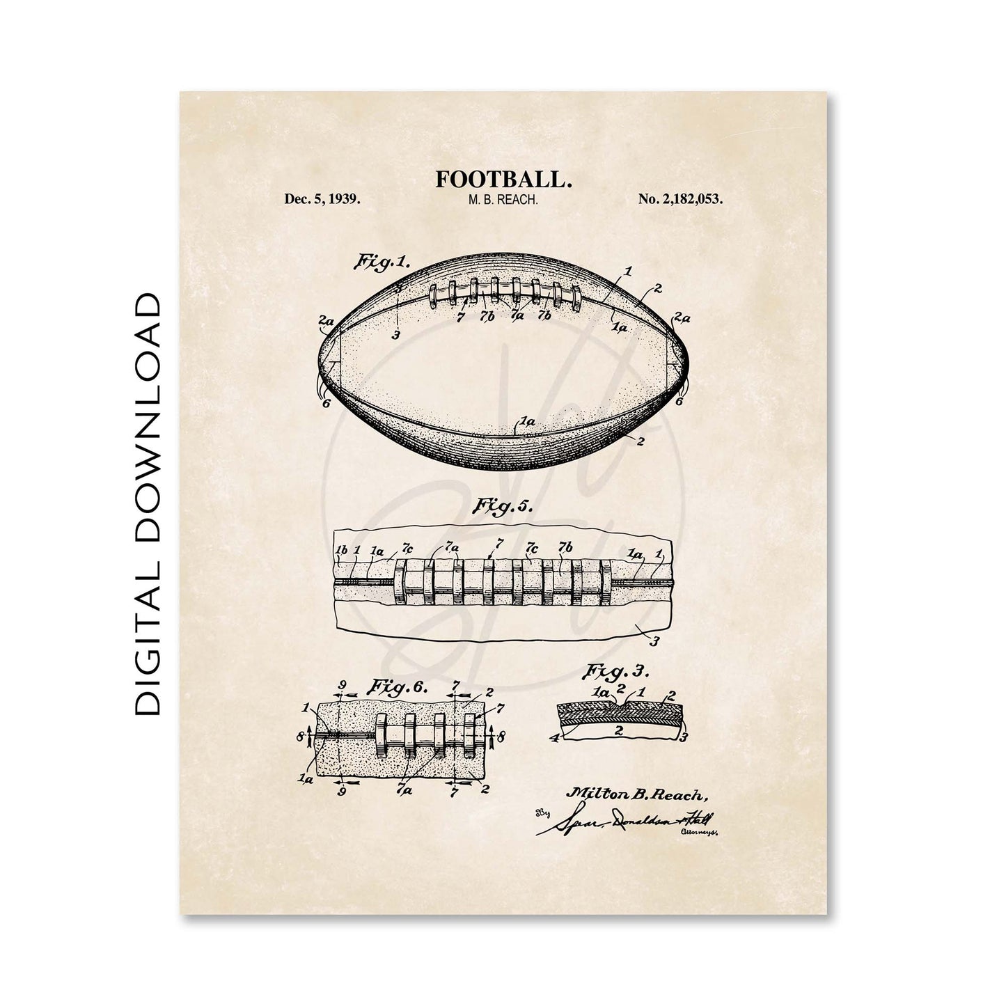 Football Patent Wall Art - Set of 3 - Printable Digital Download