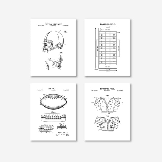 Football Patent Wall Art - Set of 4 Ready to Frame Prints