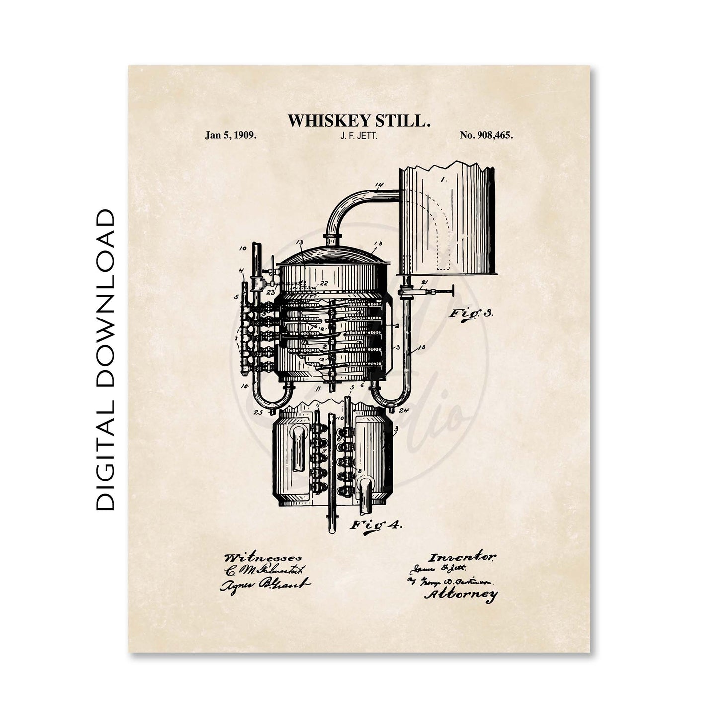 Whiskey Making Patent Print Wall Art - Set of 6 - PRINTABLE DIGITAL DOWNLOAD