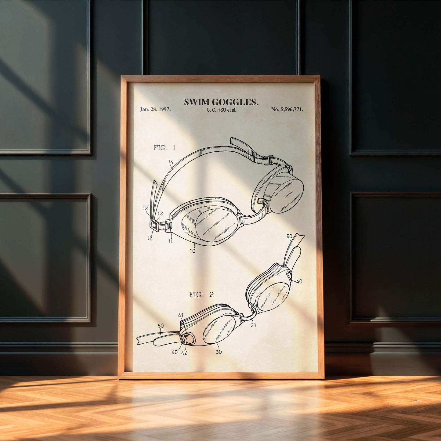 Swim Goggles Patent Wall Art - PRINTABLE DIGITAL DOWNLOAD